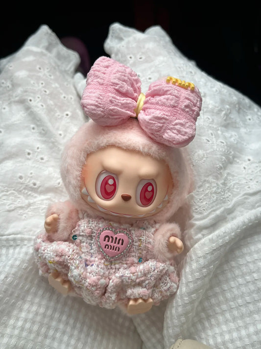 Labubu Pink Outfit  Pink Dress + Pink bow (No doll)