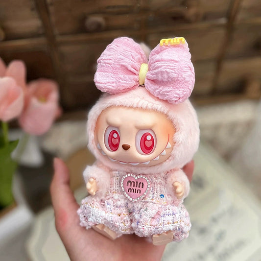 Labubu Pink Outfit  Pink Dress + Pink bow (No doll)