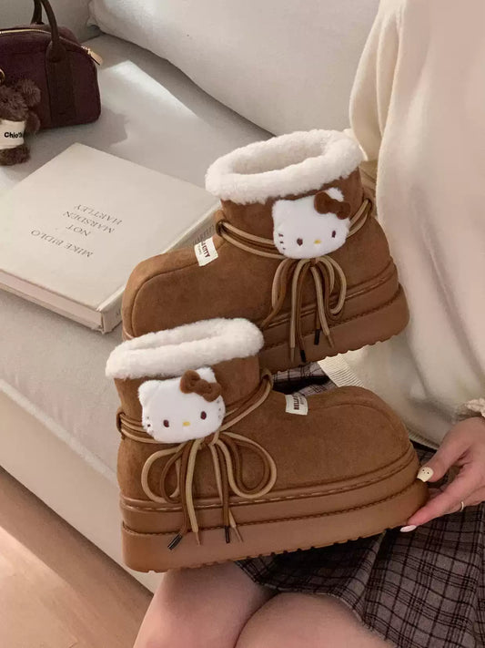 Hello Kitty Winter Snow Boots Cute Fluffy Boots Shoes
