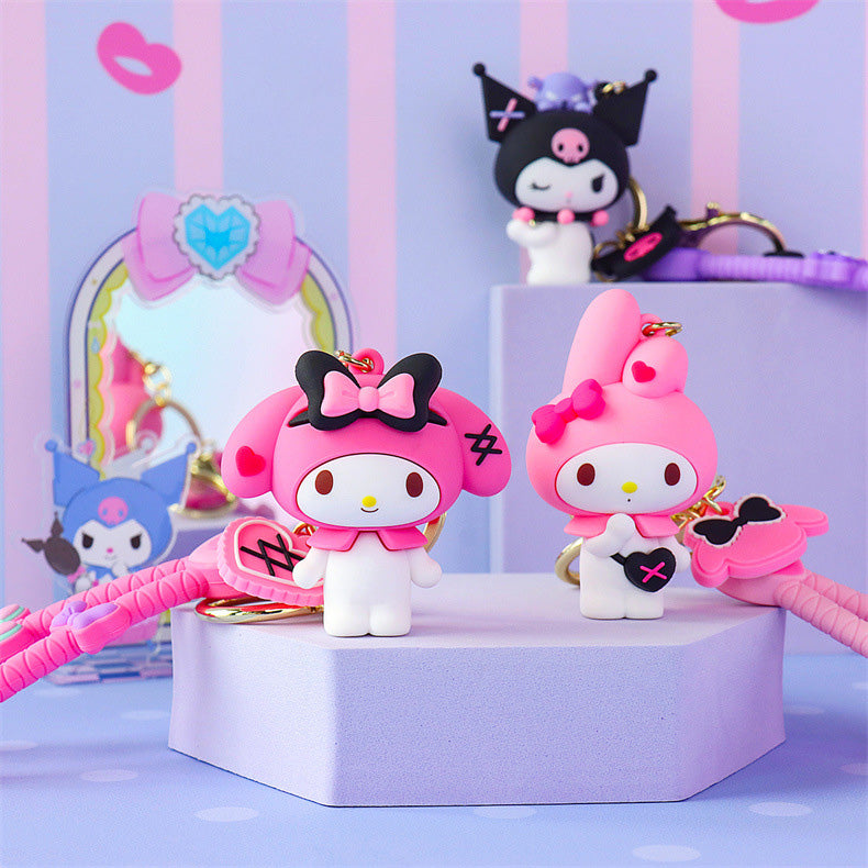 Kuromi and My melody cool girl keychain