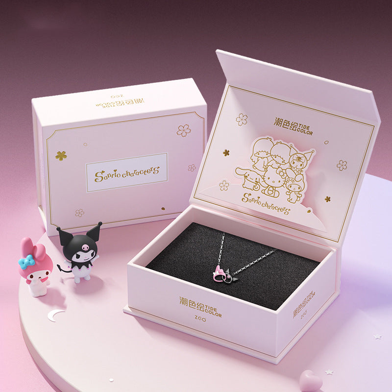 Kuromi and My melody Double interlocking necklace with gift box