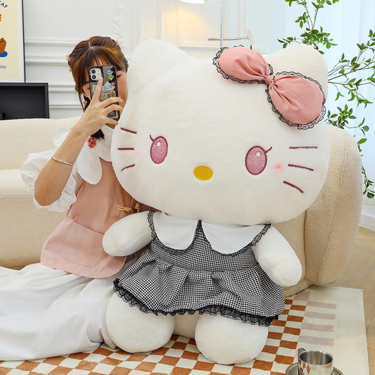 Hello kitty wearing plaid skirt plush doll