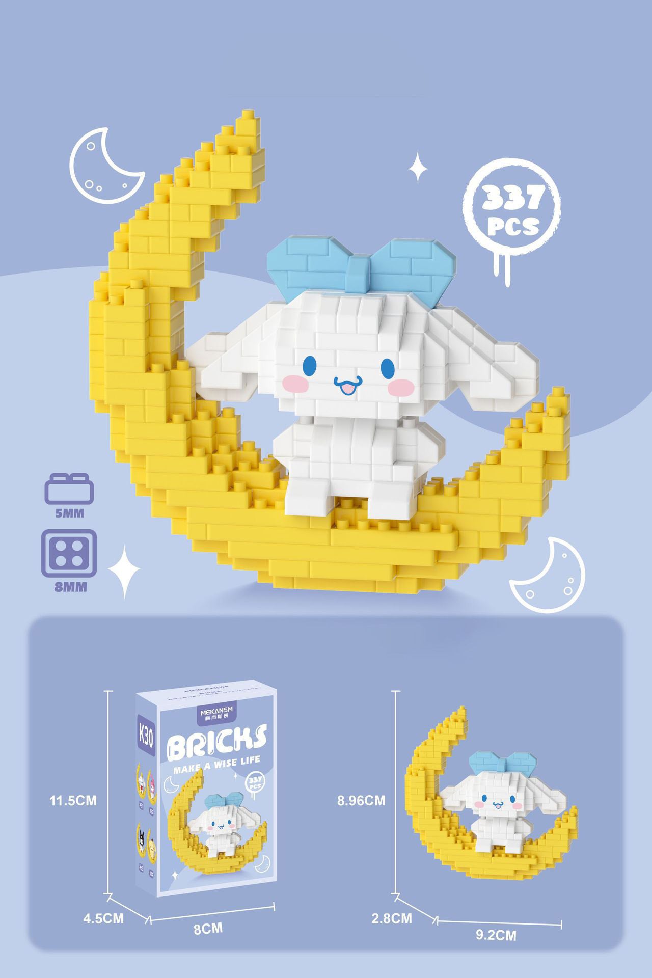 Sanrio moon design Building Blocks Assembled Building Blocks mini Toys Dolls with light