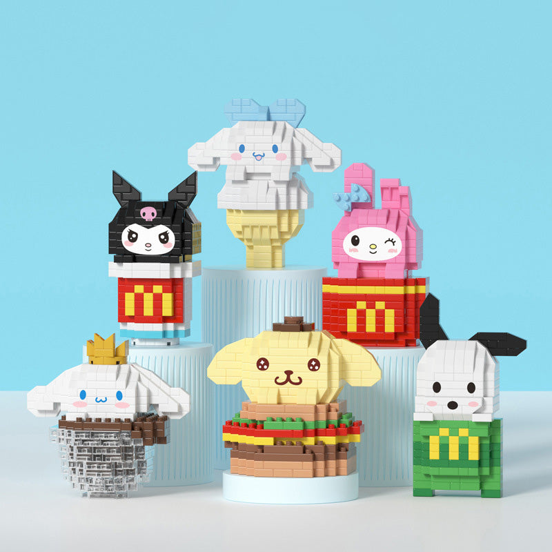Sanrio Snacks  Building Blocks Ice Cream Sanrio Particles Assembled Building Blocks Toys Dolls