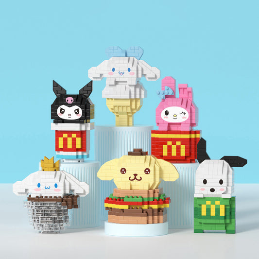 Sanrio Snacks  Building Blocks Ice Cream Sanrio Particles Assembled Building Blocks Toys Dolls