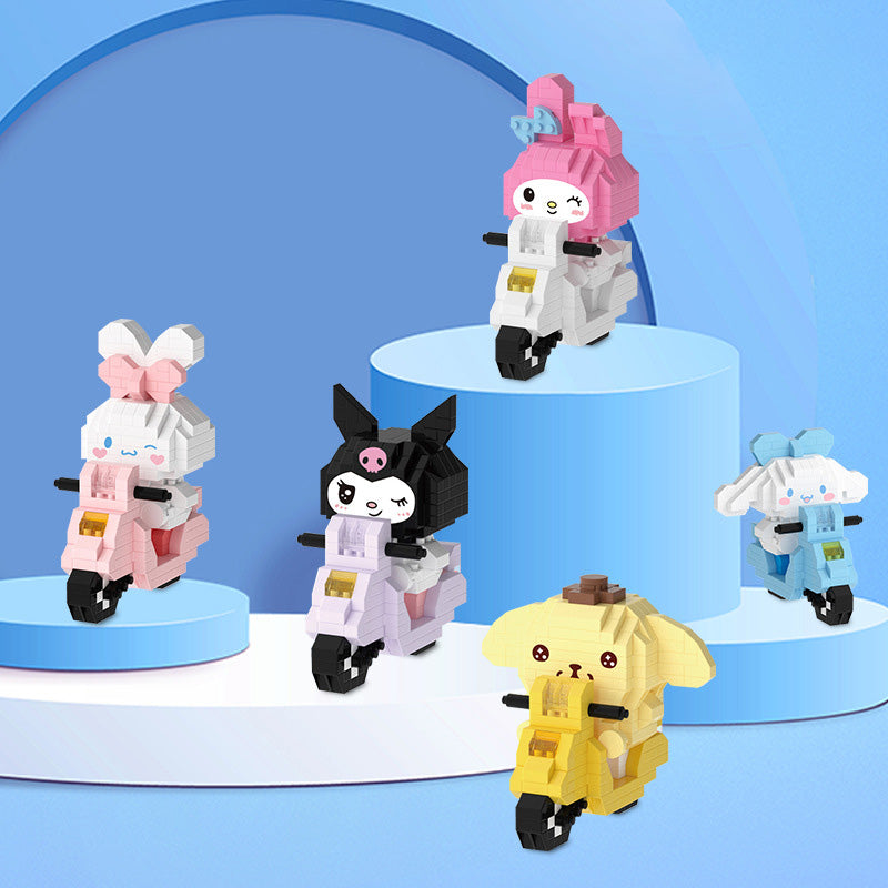 Sanrio riding a motorcycle Building Blocks Assembled Building Blocks Toys Dolls