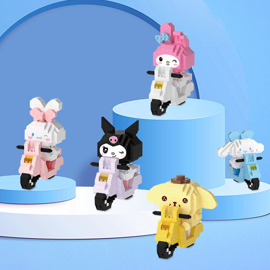 Sanrio riding a motorcycle Building Blocks Assembled Building Blocks Toys Dolls