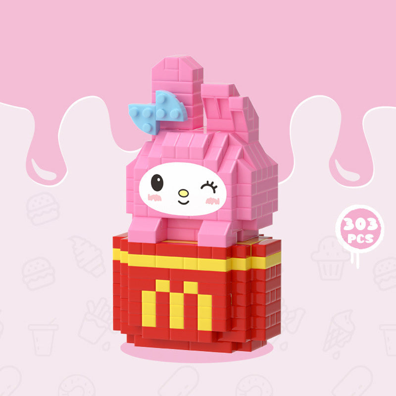 Sanrio Snacks  Building Blocks Ice Cream Sanrio Particles Assembled Building Blocks Toys Dolls
