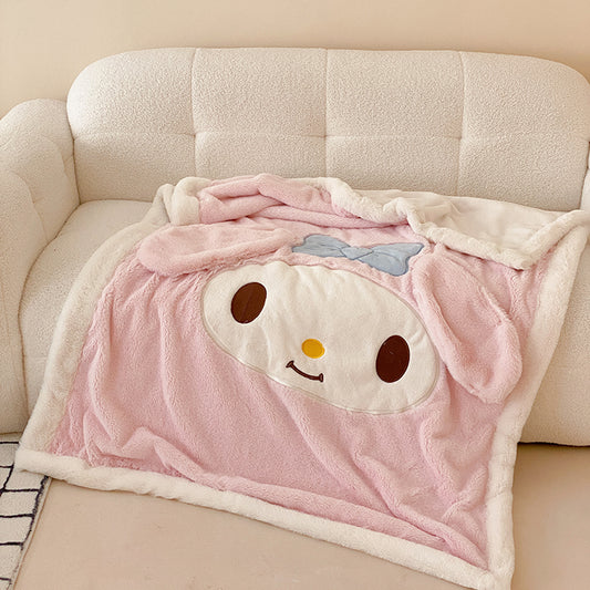 Sanrio Plush Blanket Double-layer Thickened Winter Office Nap Blanket Sofa Noon Nap Coral Velvet Blanket