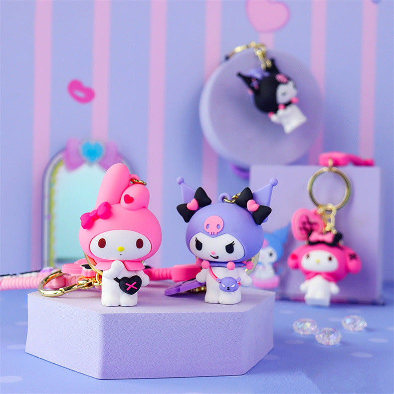 Kuromi and My melody cool girl keychain