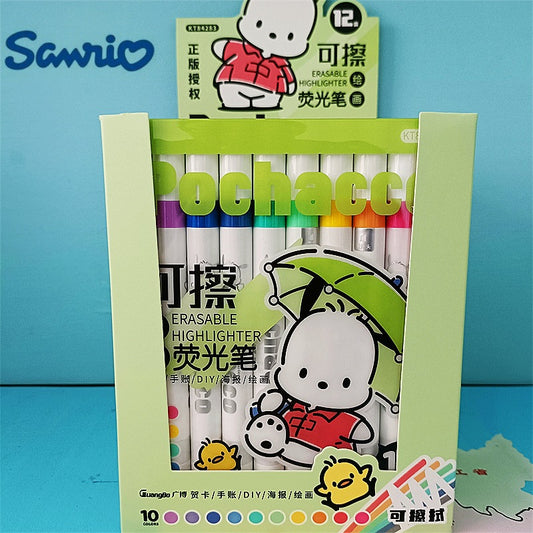 Juego de resaltadores de pintura borrables de 10 colores Pochacco