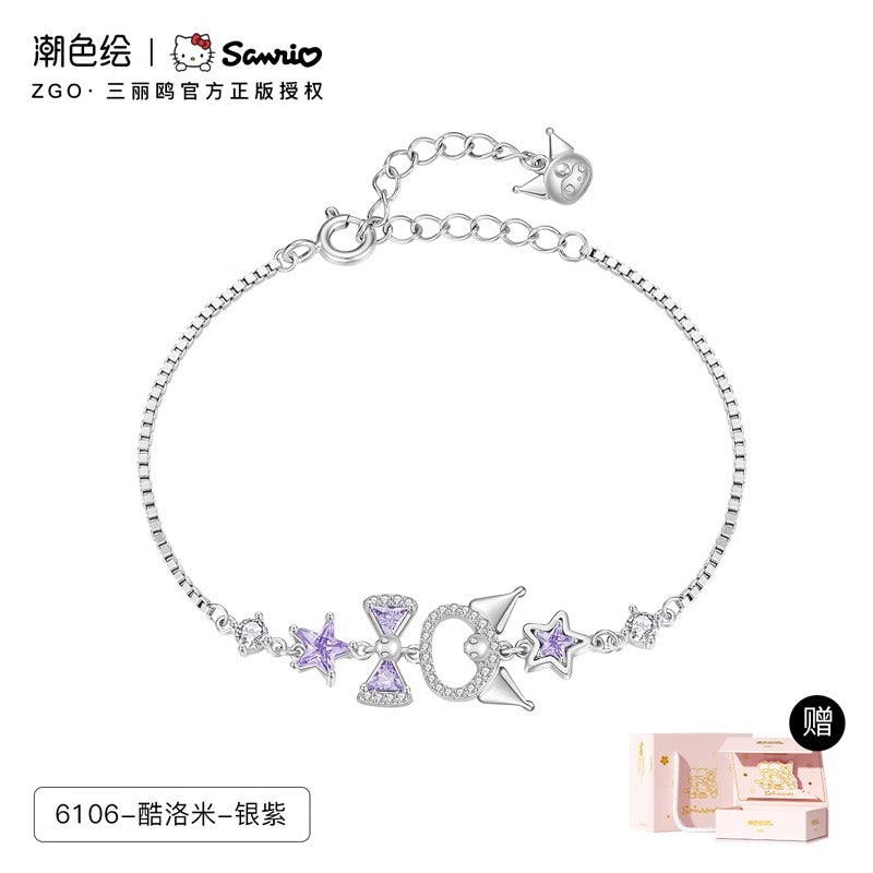 Sanrio Sterling Silver Cute Bracelet  Birthday Christmas Jewelry Gifts for Women Girls(gift box)