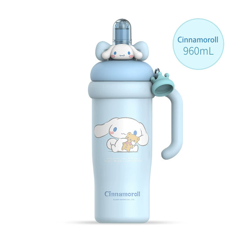 Sanrio Tumbler with Handle Stainless Steel Insulated Cup with Lid & Straw Water Bottle Cupholder