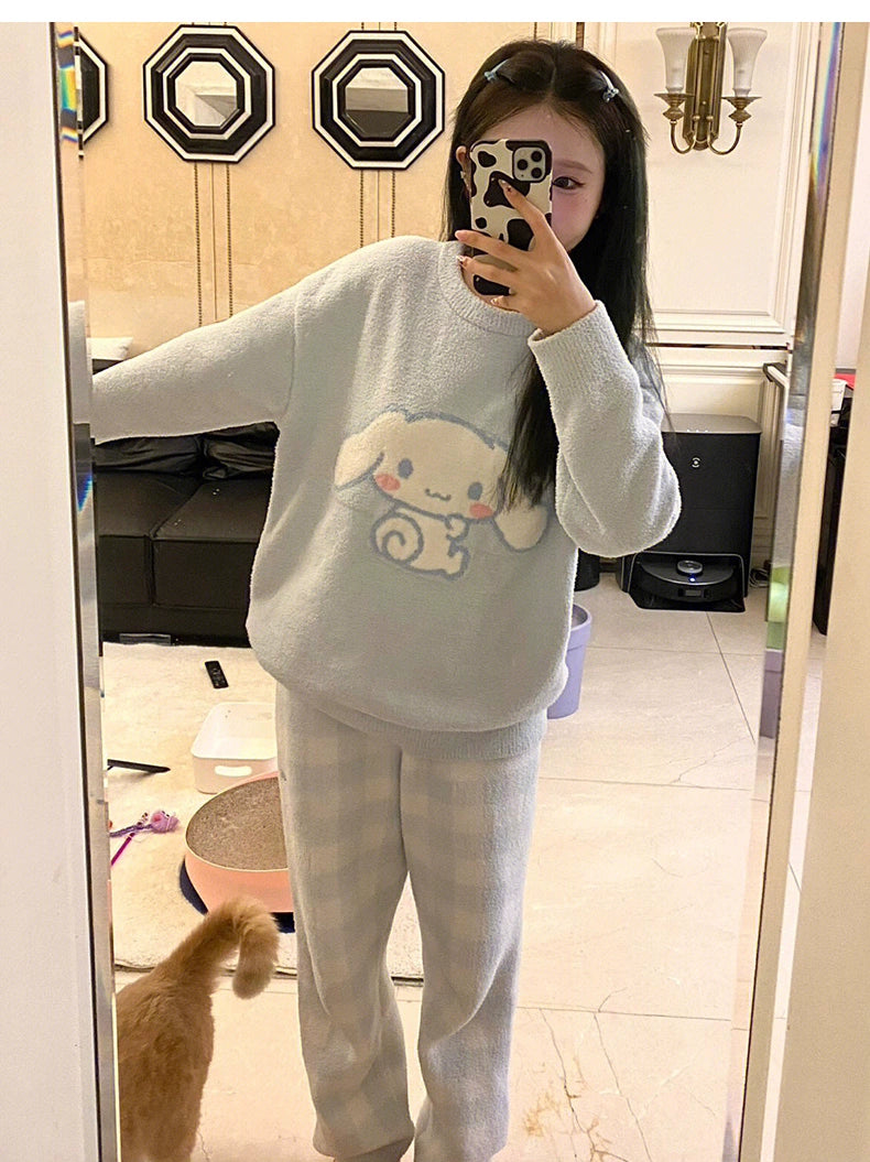 Cinnamoroll fuzzy thick thermal Long Sleeve Loungewear Set