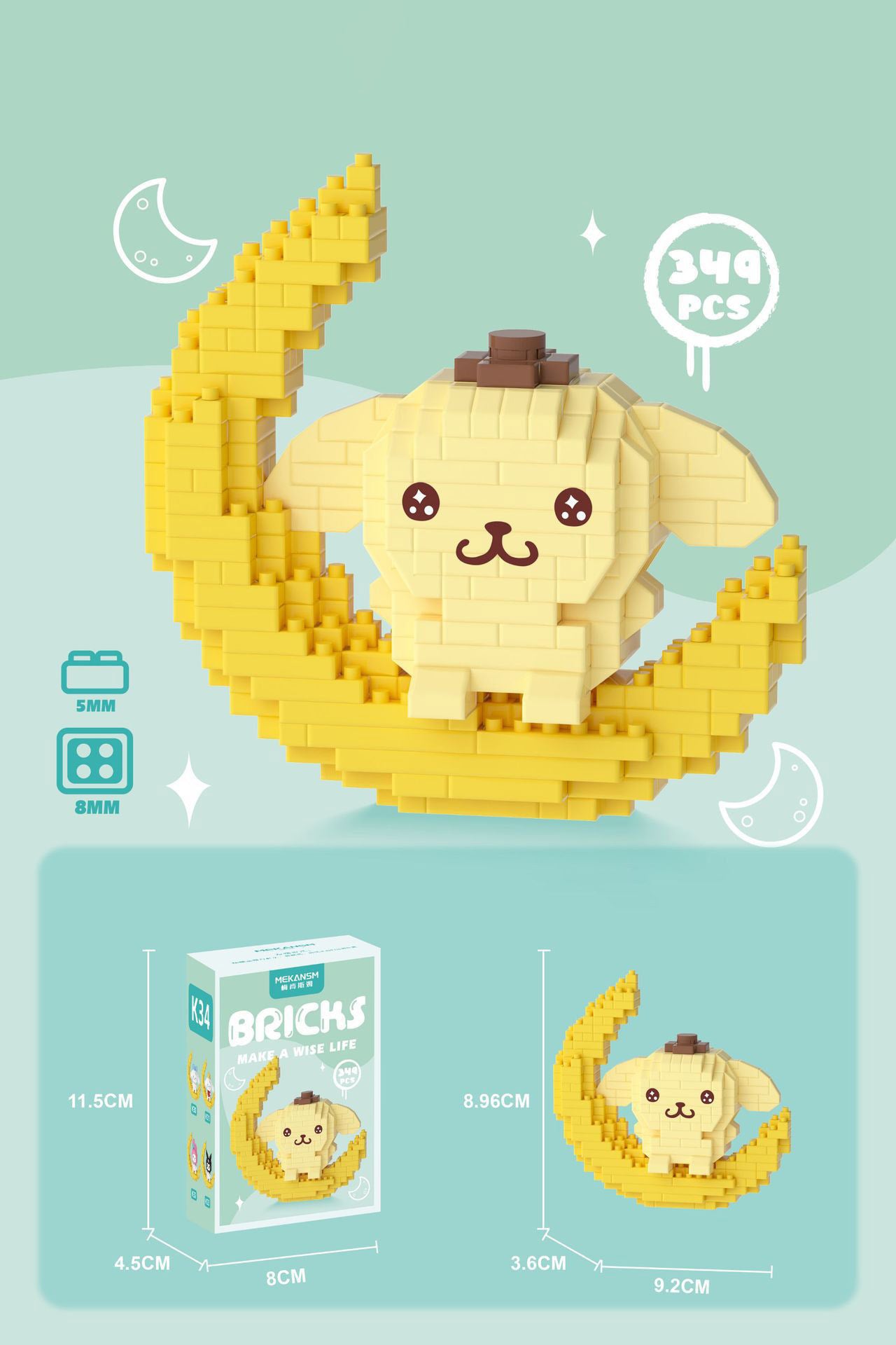Sanrio moon design Building Blocks Assembled Building Blocks mini Toys Dolls with light