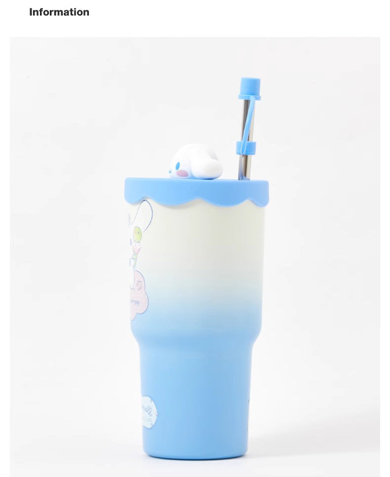 Sanrio Straw Stainless Steel Water bottle 580ml