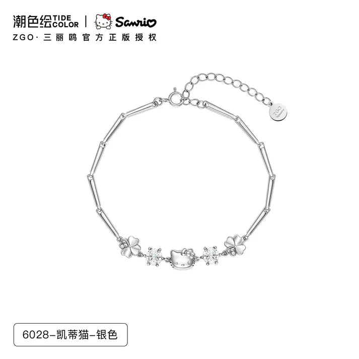 Hello Kitty Sterling Silver Cute Bracelet Birthday Christmas Jewelry Gifts for Women Girls(gift box)