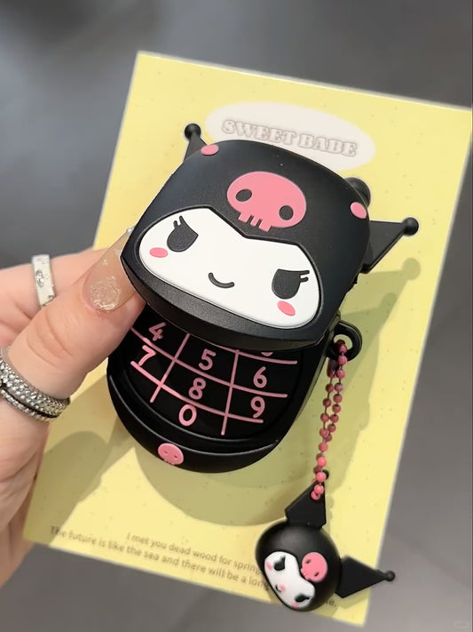 Kuromi Flip Phone Shape Silicone AirPods Case