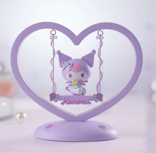 My Melody / Kuromi on a Swing Heart Shape Night Light Table Lamp