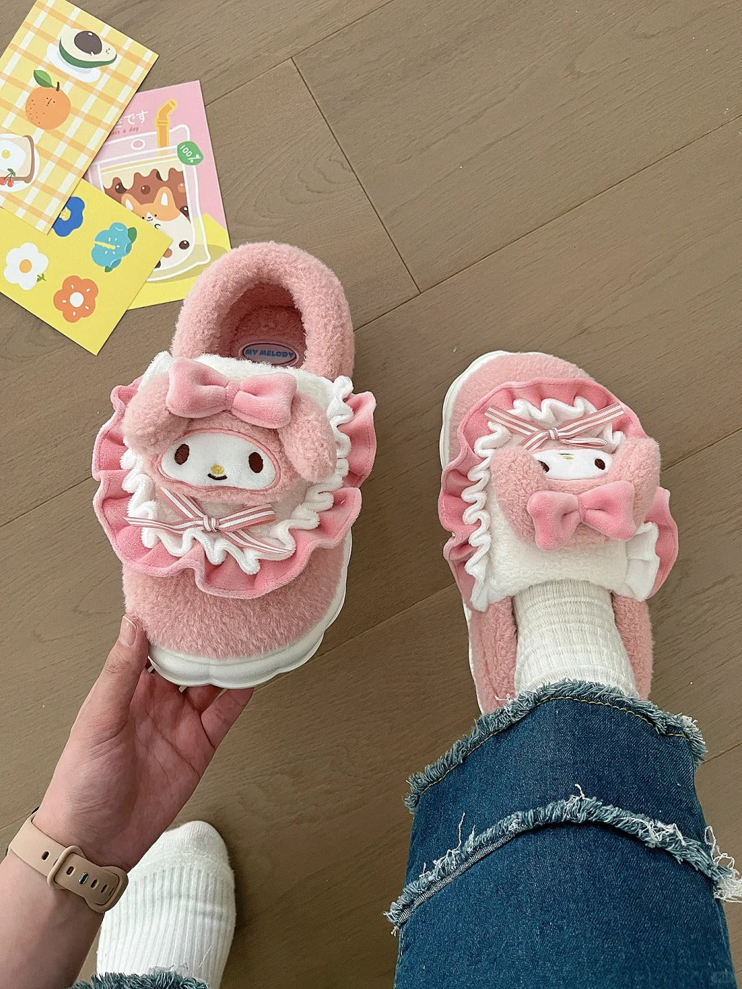 Sanrio Fluffy Plush Slippers House Slippers Winter Slippers for Women