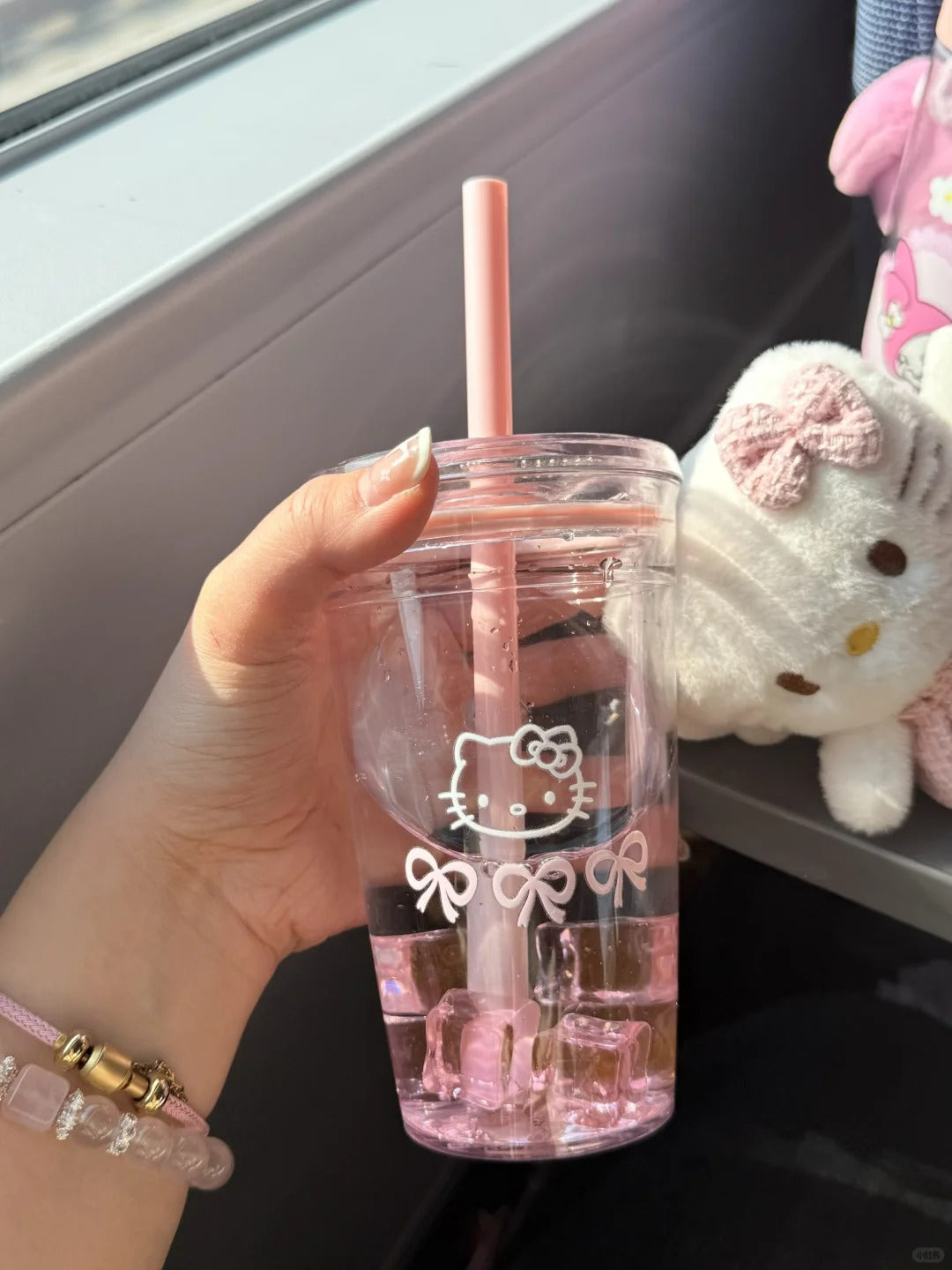 Hello Kitty Straw Cup Water Bottle 450ml