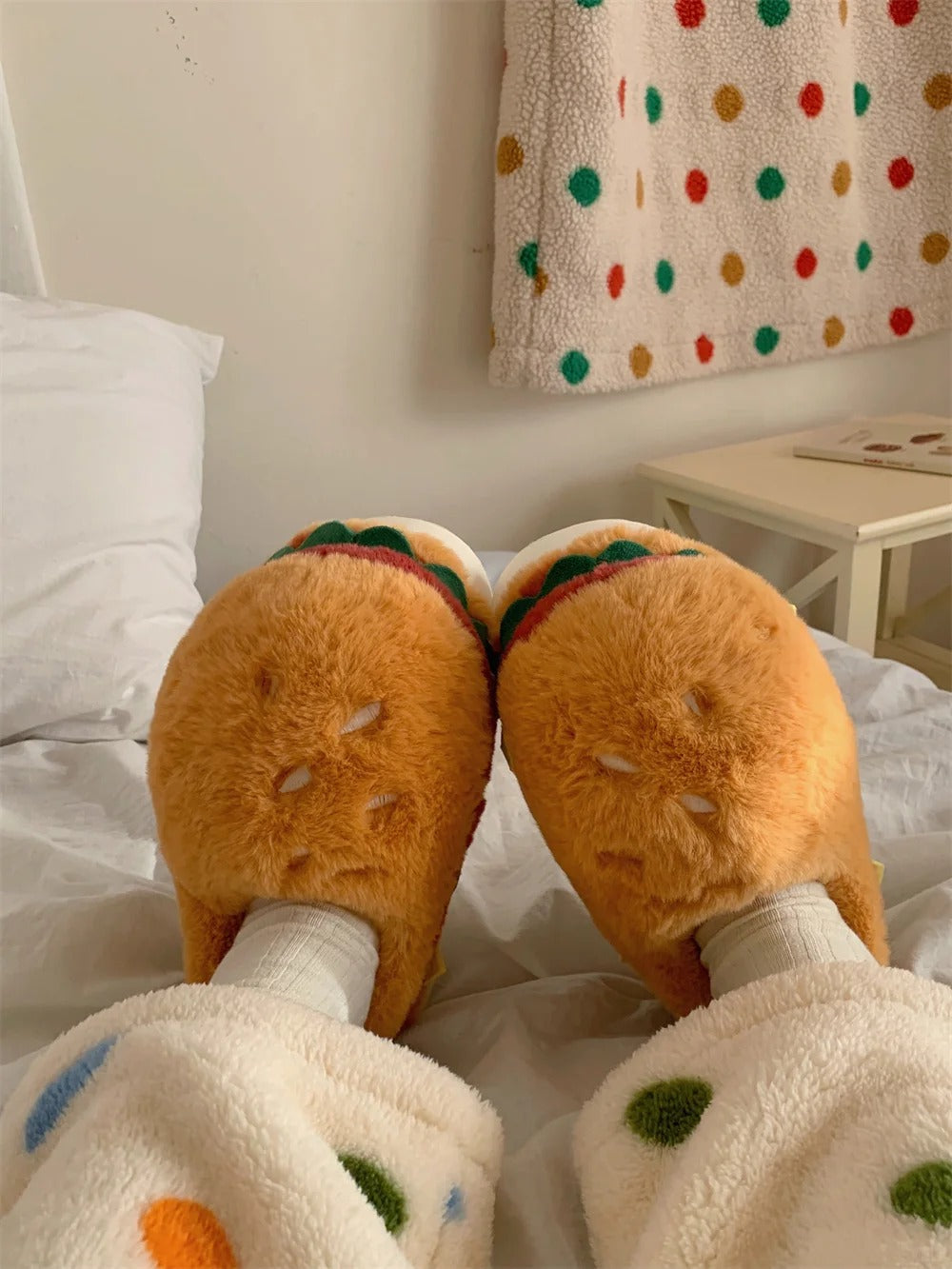 Kawaii Hamburger Fuzzy  Slippers Cute home Slippers