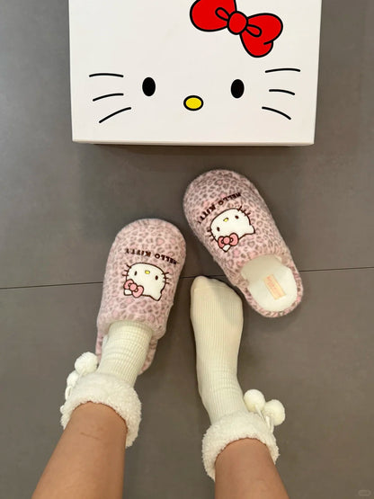 Hello Kitty Leopard Fluffy Slipper Home Slippers Indoor Slippers
