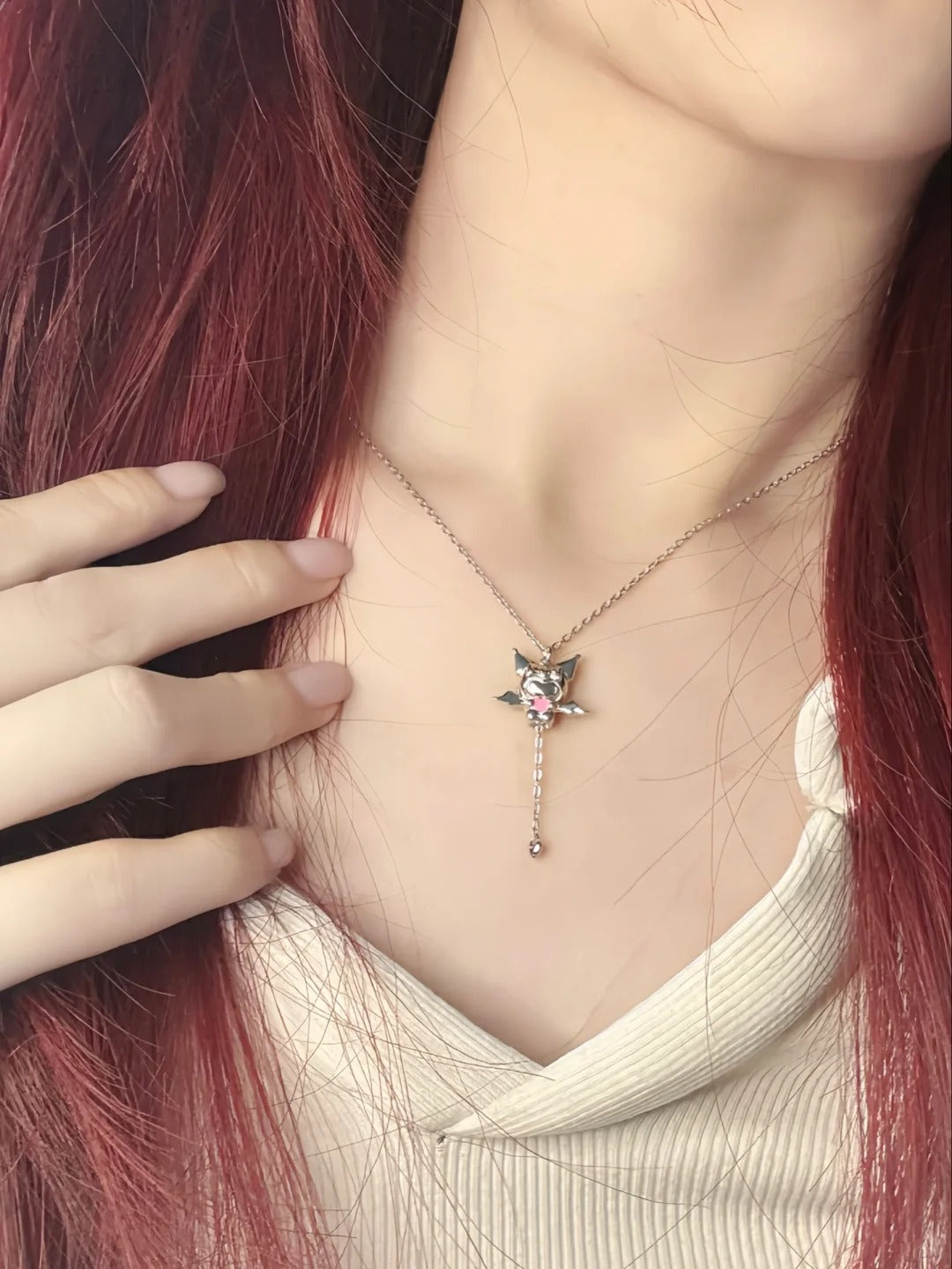 Kuromi and Hello Kitty Love Angel Necklace with Gift Box – Joykawaii