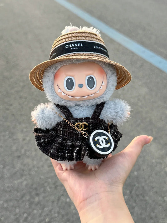 Black  Clothes Set(NO DOLL) Accessories Suit Cute Clothes for Labubu Dress up
