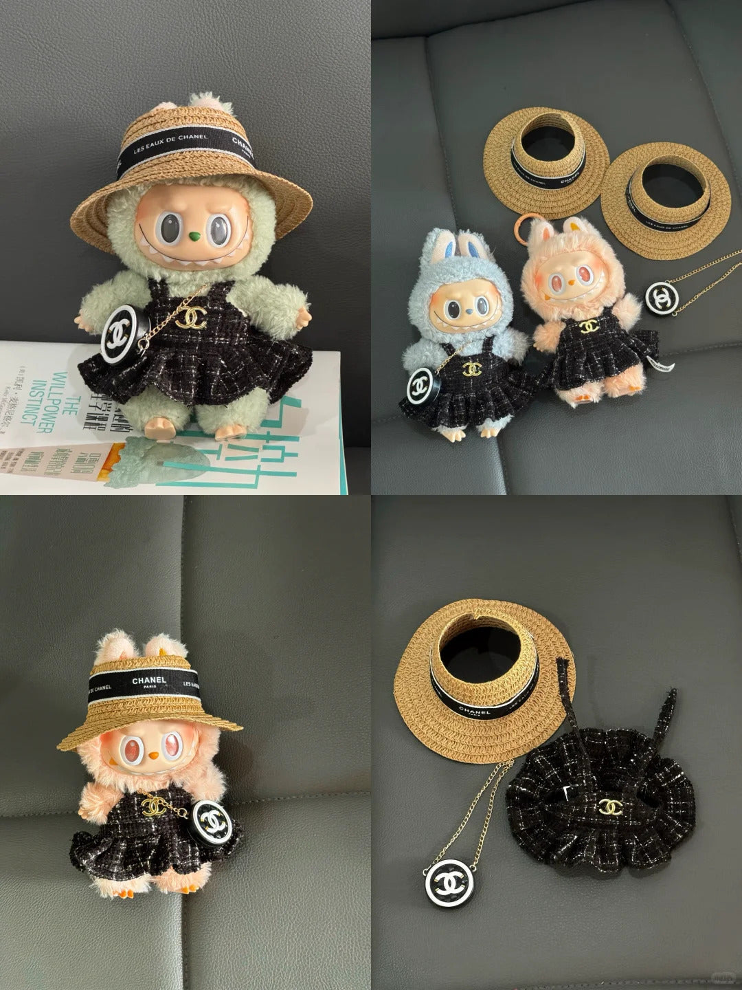 Black  Clothes Set(NO DOLL) Accessories Suit Cute Clothes for Labubu Dress up