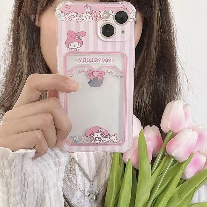 Kuromi / My melody Phone case with card holder