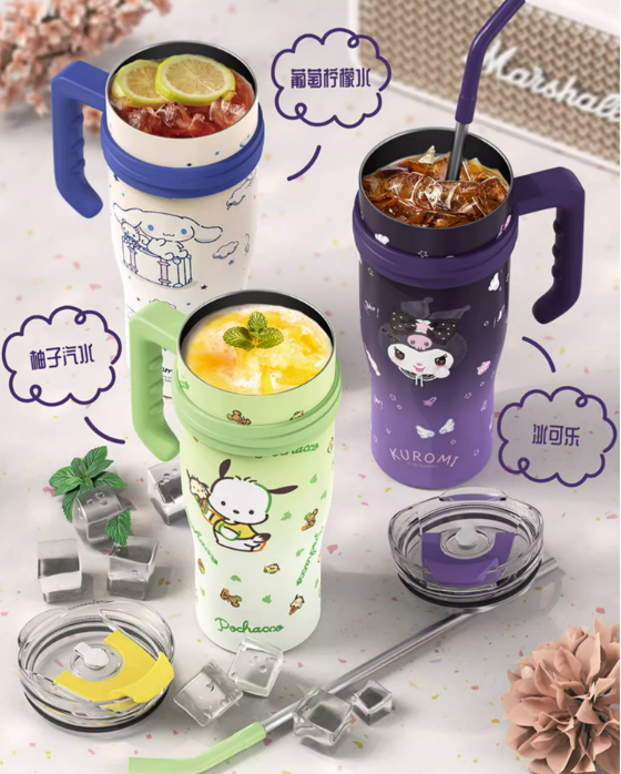 Sanrio Character Vacuum Cup  with Straw Handle 1200ml