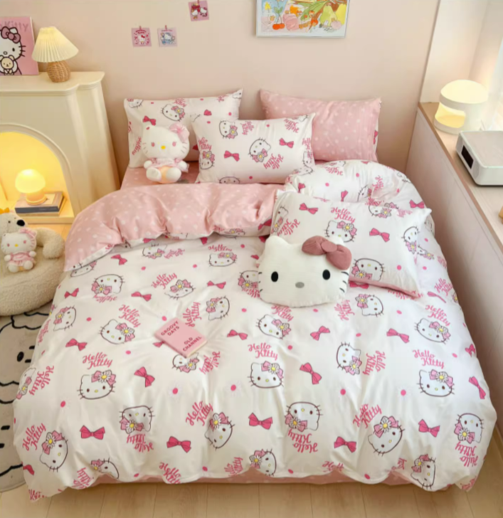 Hello Kitty Cotton Bedding Sheet Bow Design – Joykawaii