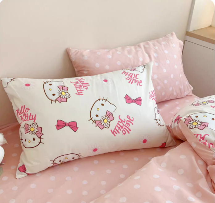 Hello Kitty Cotton Bedding Sheet Bow Design