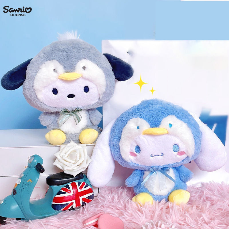 Pochacco and cinnamoroll in penguin dress plush doll