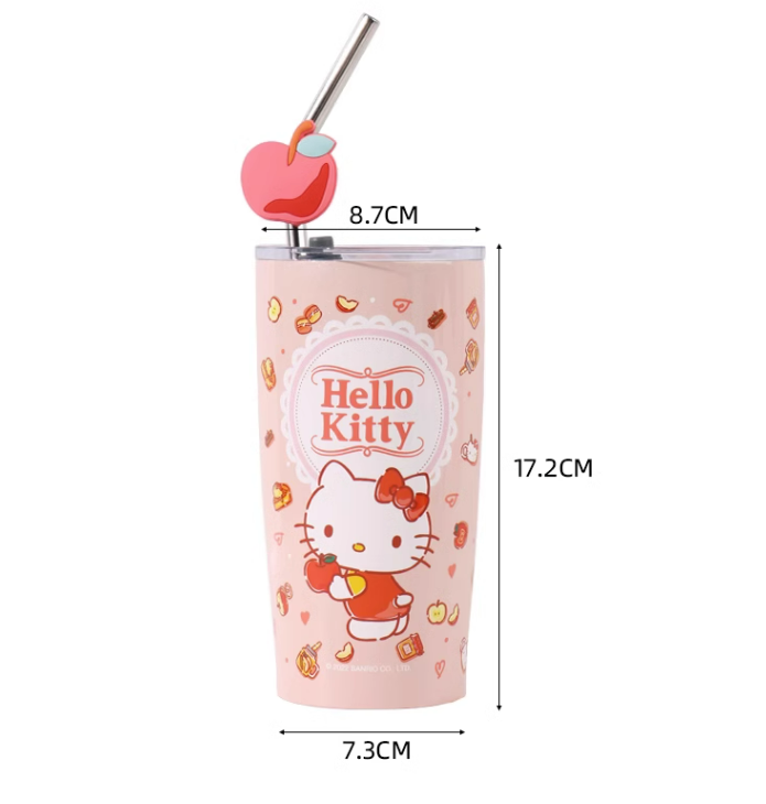 Sanrio Stainless Steel Tumblers with Lid and Straw 600ml