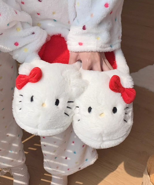 Hellokitty Fuzzy Slippers Cute  House Slippers