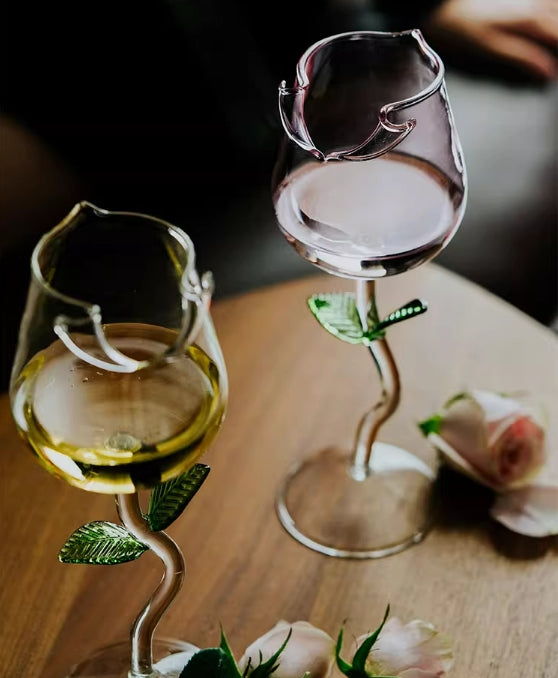 Rose Flower Wine Glasses