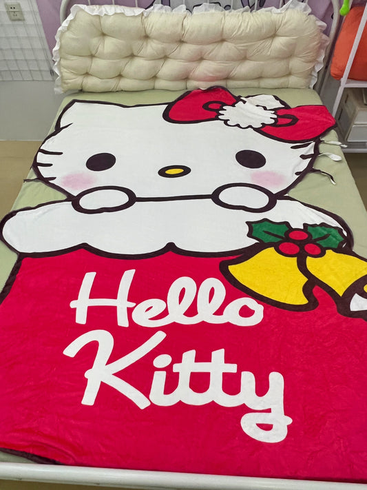 Hello Kitty Shaped Christmas   Blanket Flannel Throw Blanket