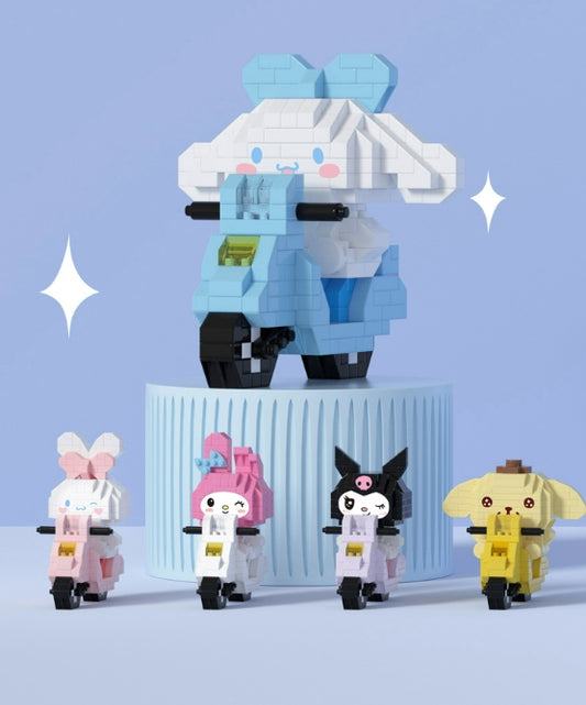Sanrio riding a motorcycle Building Blocks Assembled Building Blocks Toys Dolls