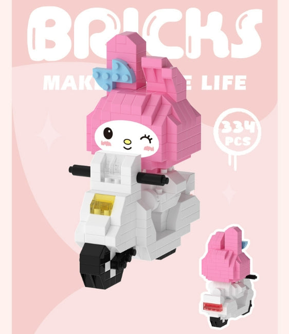 Sanrio riding a motorcycle Building Blocks Assembled Building Blocks Toys Dolls