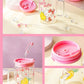 Sanrio glass cup with glass straw and lid 700ml