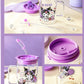 Sanrio glass cup with glass straw and lid 700ml