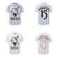 Hellokitty Striped Soccer Jersey Short Sleeve Summer Shirts