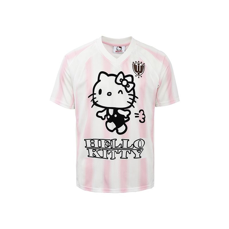 Hellokitty Striped Soccer Jersey Short Sleeve Summer Shirts