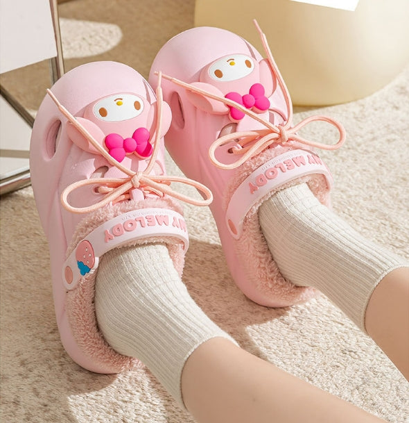 Sanrio Clogs Platform plush Shoes Slippers Winter Warm Plush