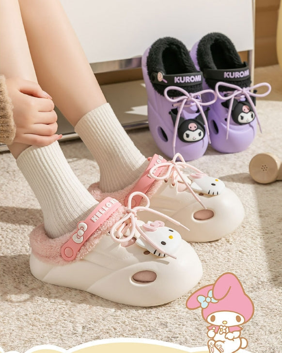 Sanrio Clogs Platform plush Shoes Slippers Winter Warm Plush