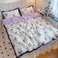 Kuromi Cotton Bedding Sheet With Black Ruffles