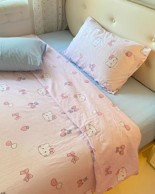 Cute Cotton Cat Bed Sheet set