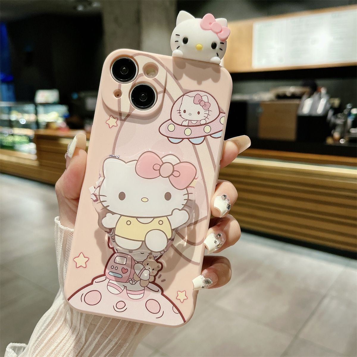 Kuromi and Hello Kitty Astronaut phone case – Joykawaii Kuromi and Hello Kitty Astronaut phone case – Joykawaii